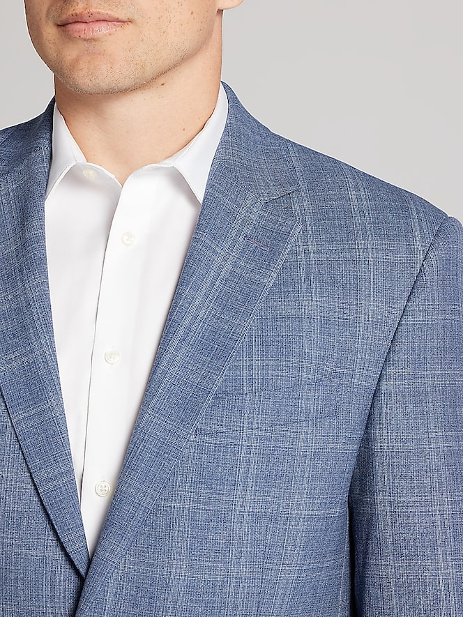 Pronto Uomo Platinum Slim Fit Plaid Wool Blend Suit Jacket