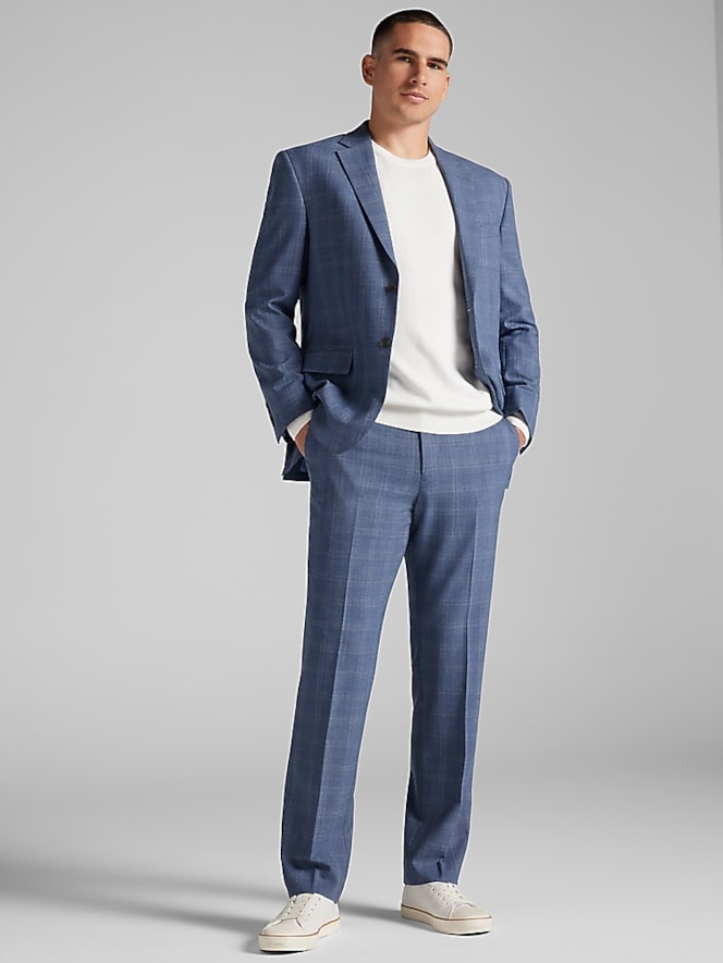 Pronto Uomo Platinum Slim Fit Plaid Wool Blend Suit Jacket