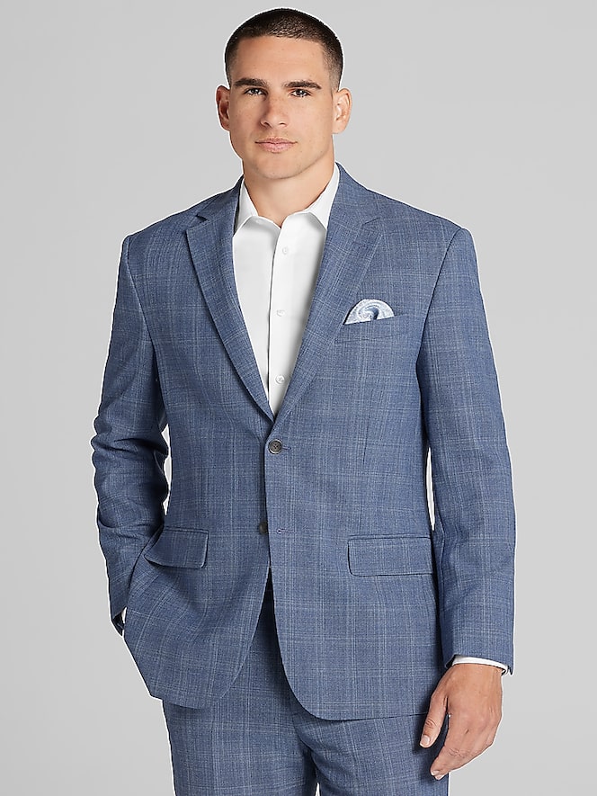Pronto Uomo Platinum Slim Fit Plaid Wool Blend Suit Jacket