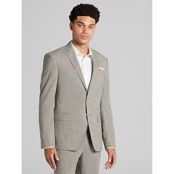 Egara Big & Tall Skinny Fit Men's Suit Jacket Tan - Size: 48 Long