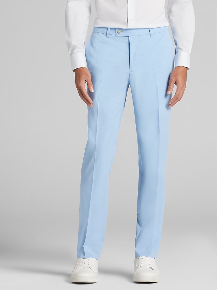 Egara Skinny Fit Mens Dress Suit Pants in Sky Blue  Modern Flat-Front Trousers, Size 29W x 30L