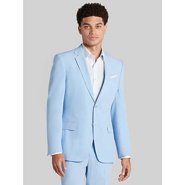 Egara Skinny Fit Notch Lapel Men's Suit Jacket Sky Blue - Size: 36 Regular