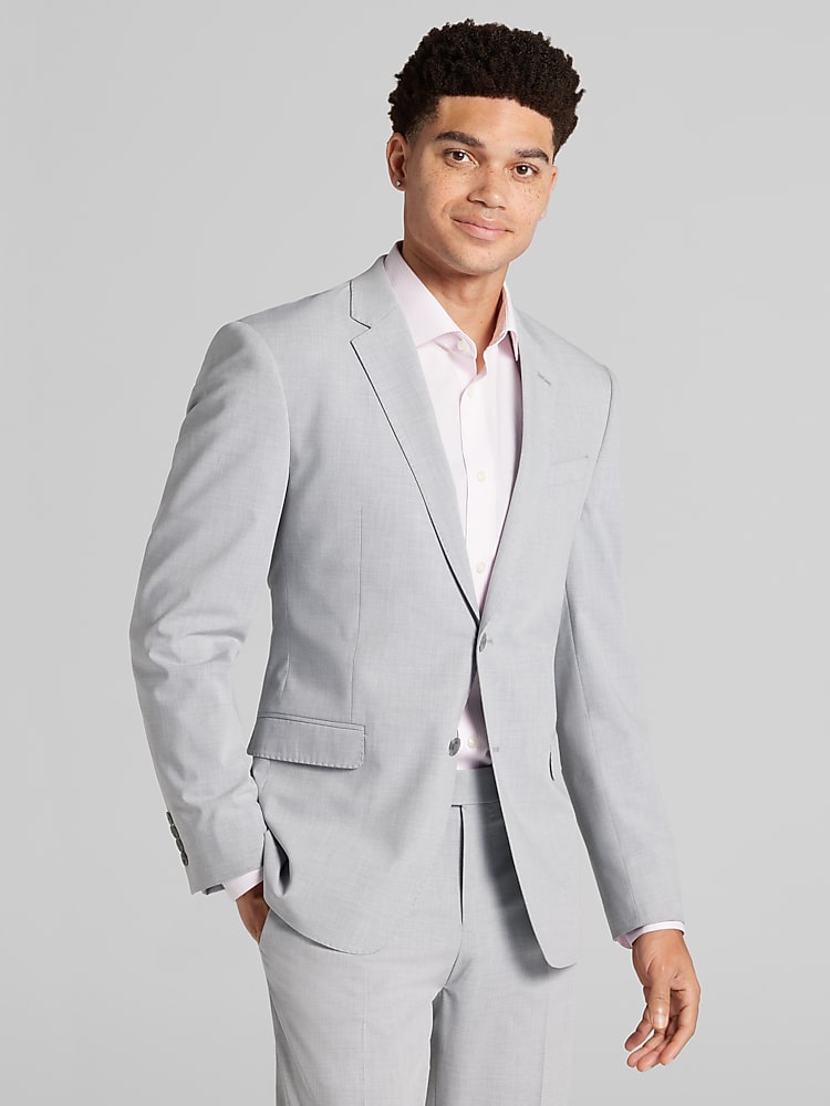 Skinny Fit Notch Lapel Suit Jacket | Light Grey - Size: 42 Regular