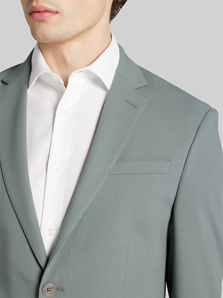 Egara Big & Tall Skinny Fit Notch Lapel Men's Suit Jacket , Sage / Green - Size: 48 Long