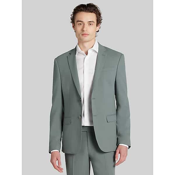 Egara Skinny Fit Notch Lapel Men's Suit Jacket Sage - Size: 34 Regular
