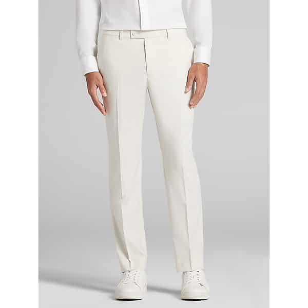 Egara Skinny Fit Men's Suit Pants Stone - Size: 30W x 32L