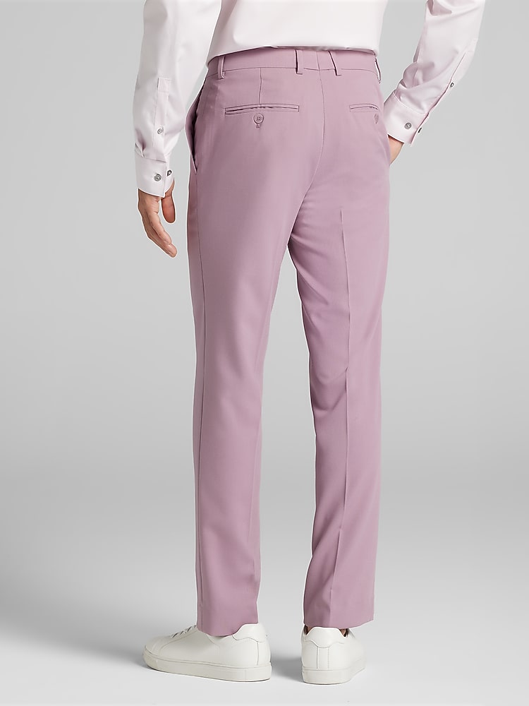 Egara Skinny Fit Mens Suit Pants in Dusty Rose Pink  Flat Front Stretch Dress Trousers 40W x 30L