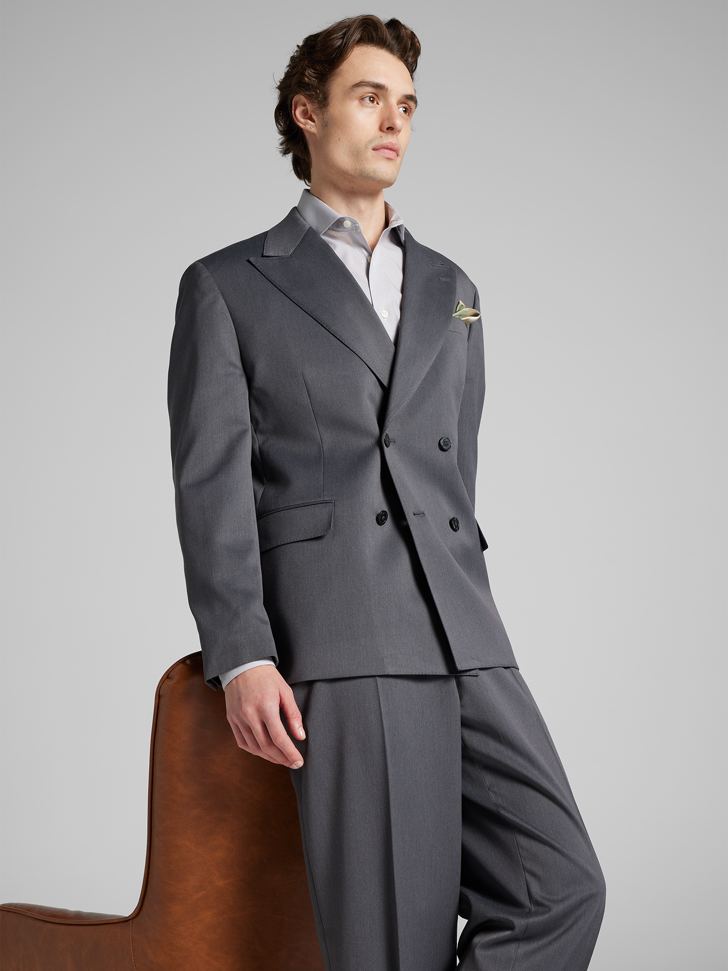 Relaxed Fit Double Breasted Suit Jacket