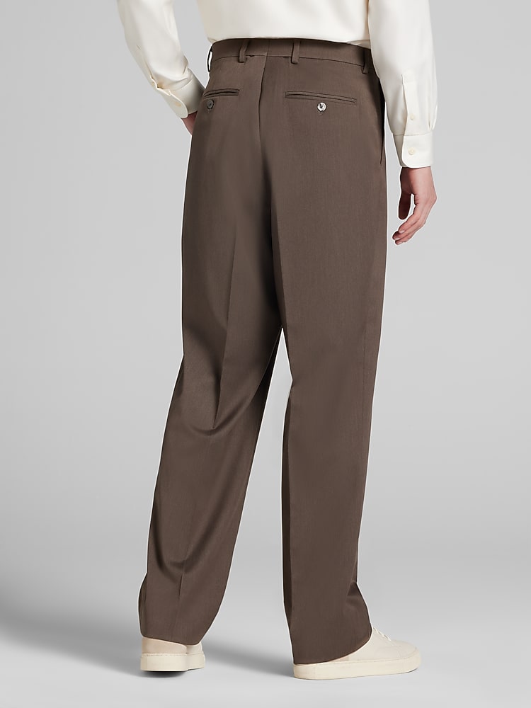 Egara Relaxed Fit Single Pleat Mens Suit Pants in Light Brown  28W x 32L Dress Slacks for Work and Formal Events