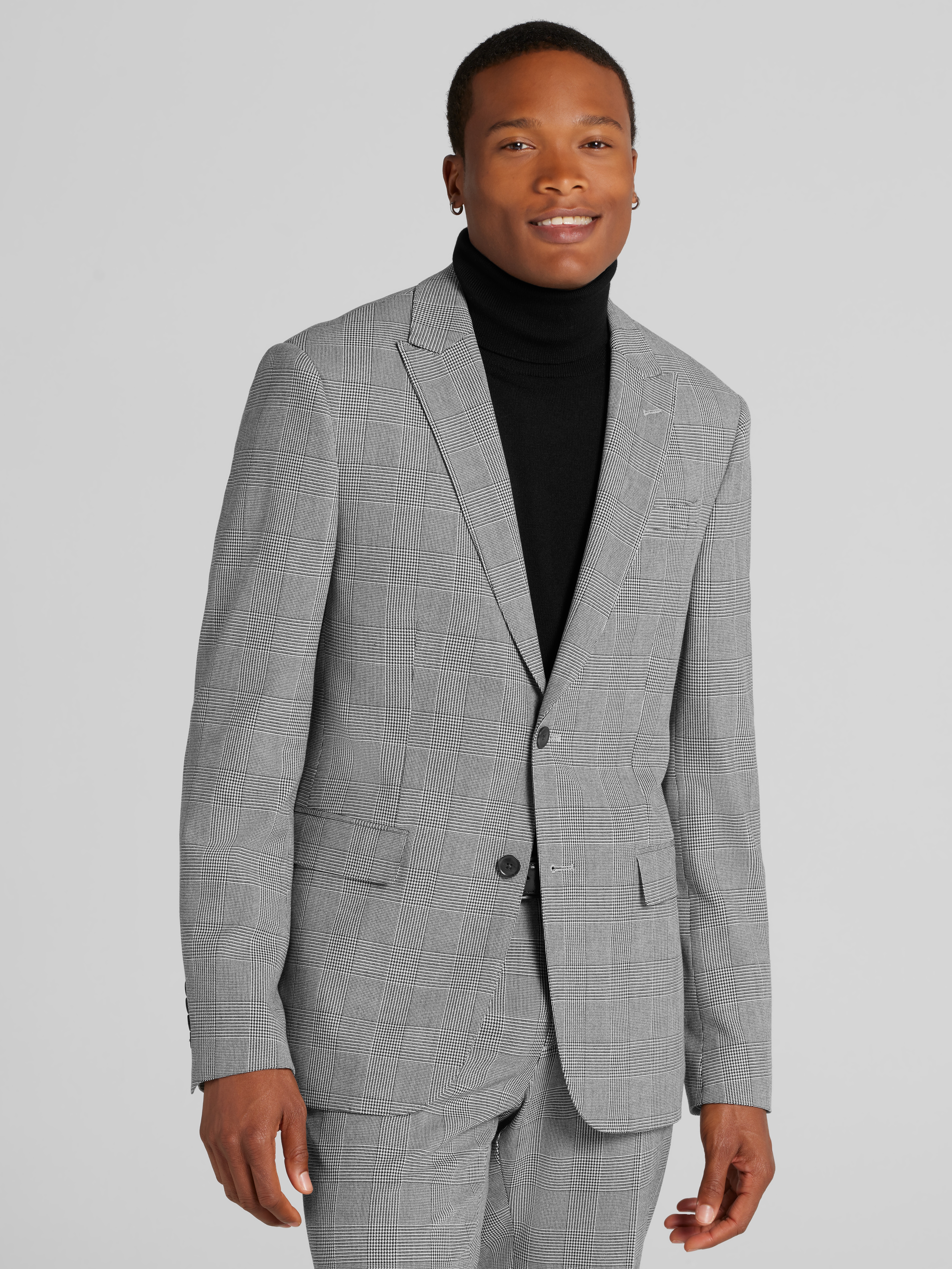 Skinny Fit Plaid Suit