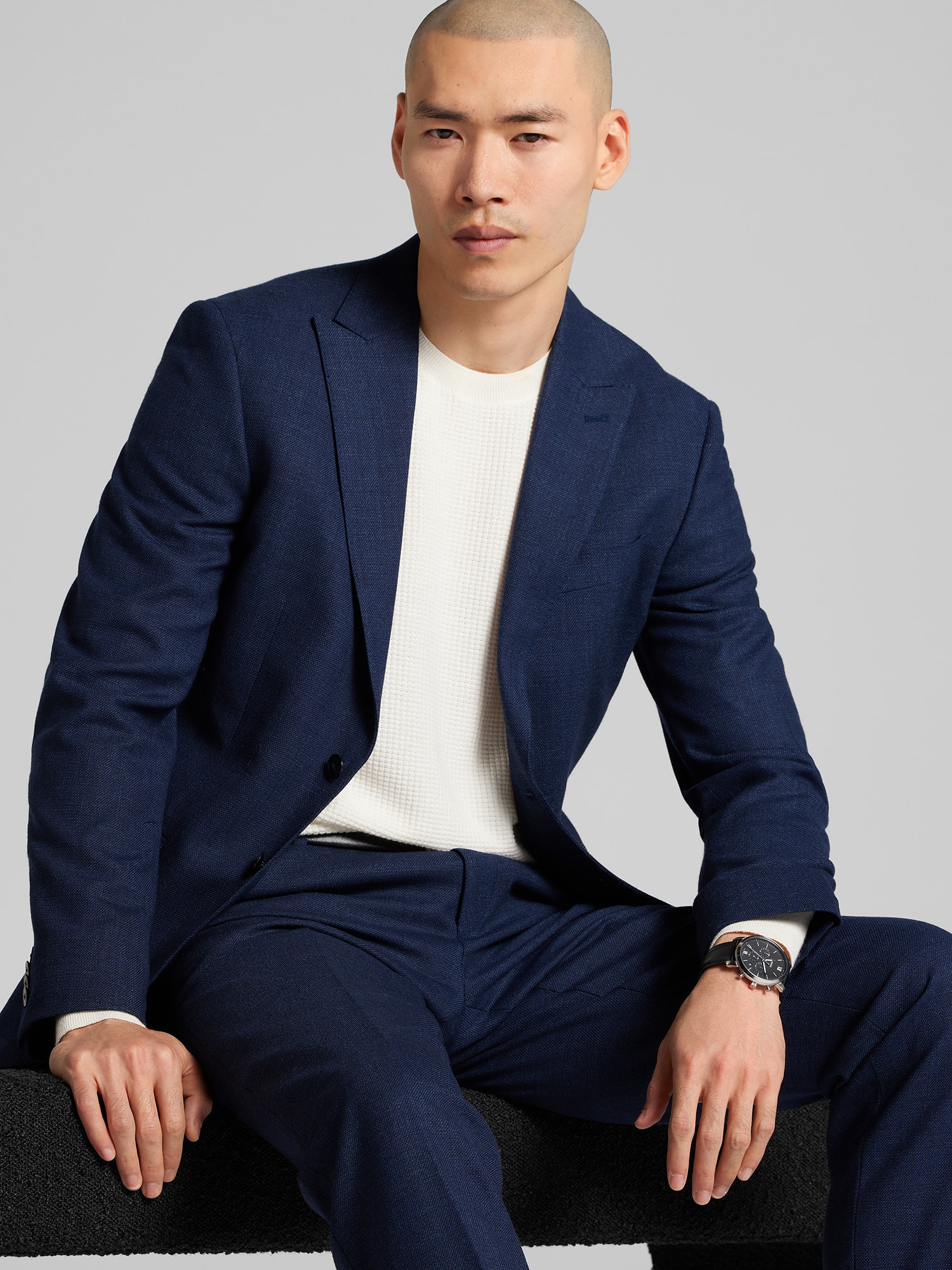 JOE Joseph Abboud Slim Fit Premium Wool Blend Suit, Blue Tic | 2