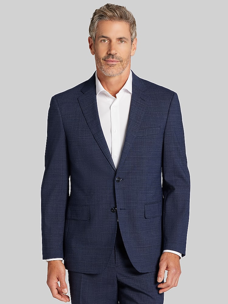 美品✨JOSEPH ABBOUD 3ピース チェックスーツ 洗濯○ ストレッチ Joseph Abboud Classic Fit Suit Jacket, Navy Mini Check - Blue