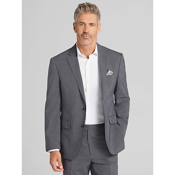Awearness Kenneth Cole Modern Fit Grid Men's Suit Jacket Light Grey Grid - Size: 42 Long