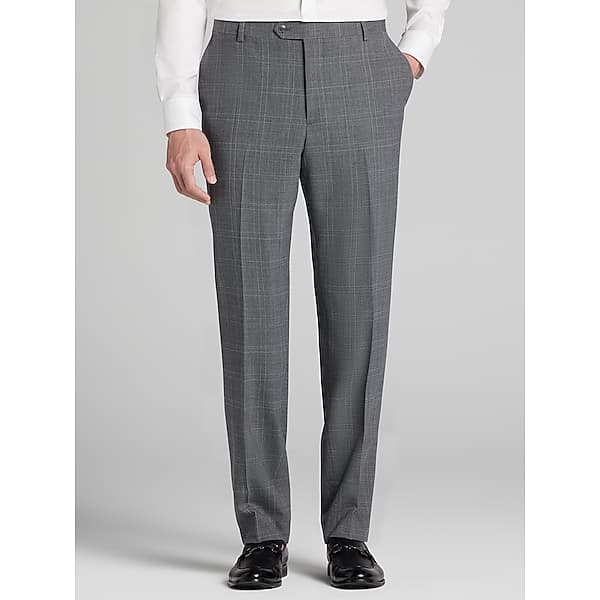 Joseph Abboud Classic Fit Plaid Men's Suit Pants Grey Plaid - Size: 40W x 30L