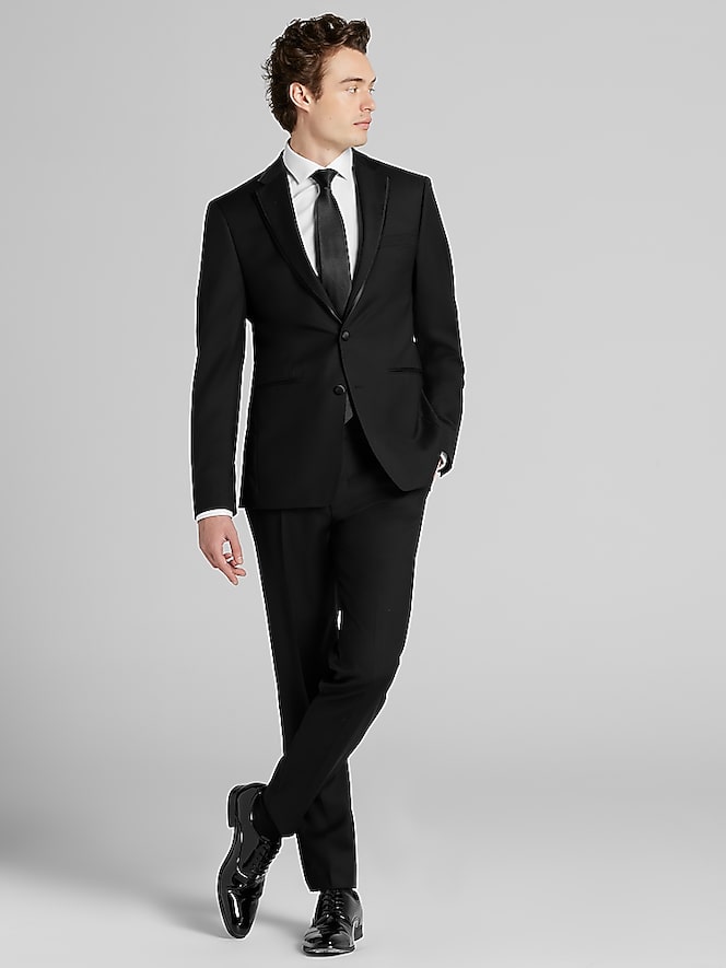 Calvin Klein Slim Fit Satin Edged Notch Lape Wool Tuxedo