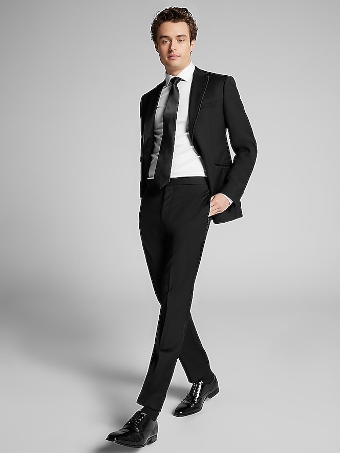 Calvin Klein Slim Fit Satin Edged Notch Lape Wool Tuxedo