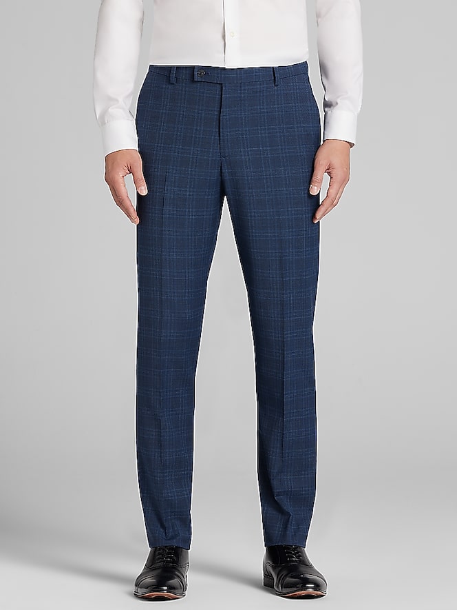 Awearness Kenneth Cole CHILLFLEX Slim Fit Flat Front Plaid Suit Pants
