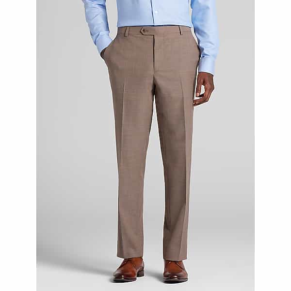 Joseph Abboud Classic Fit Windowpane Plaid Men's Suit Pants Tan/Blue Windowpane - Size: 42W x 32L