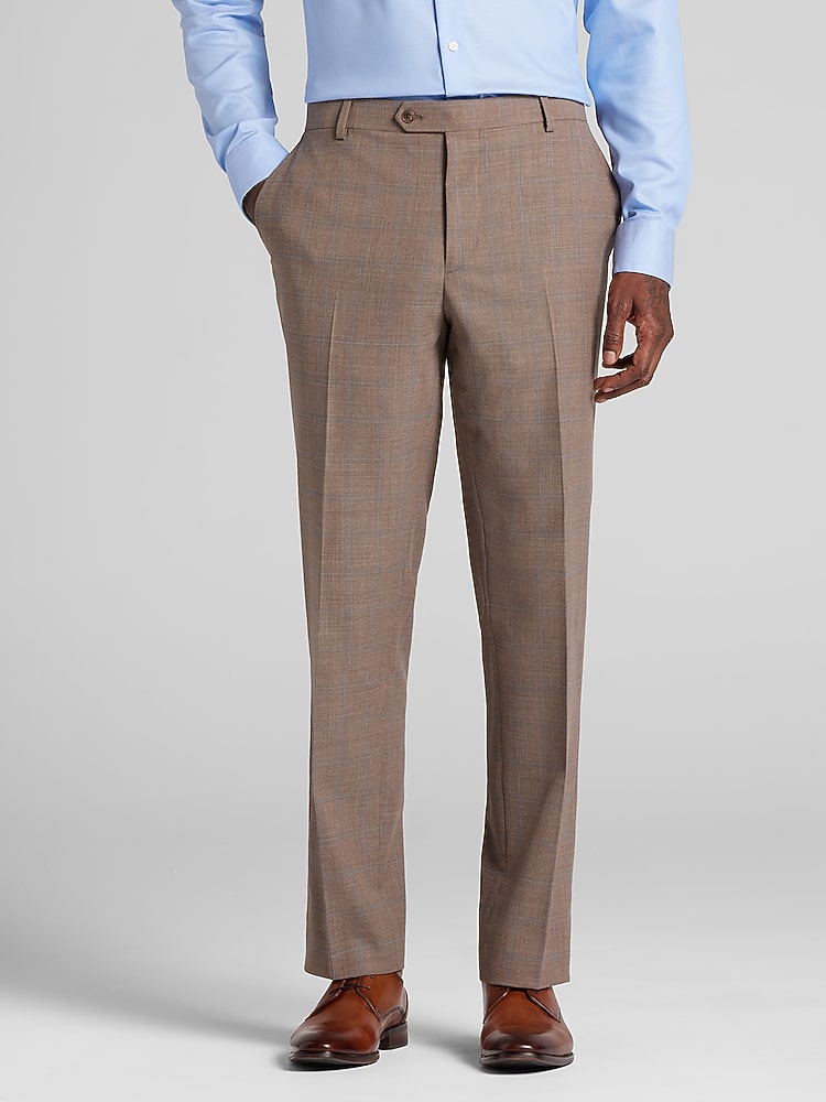 Joseph Abboud Classic Fit Suit Pants, Tan/Blue Windowpane