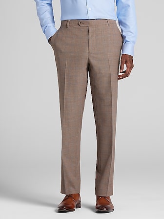 mens beige dress pants Hawes & Curtis Slim Fit Beige Suit Pants | Linen | Plain