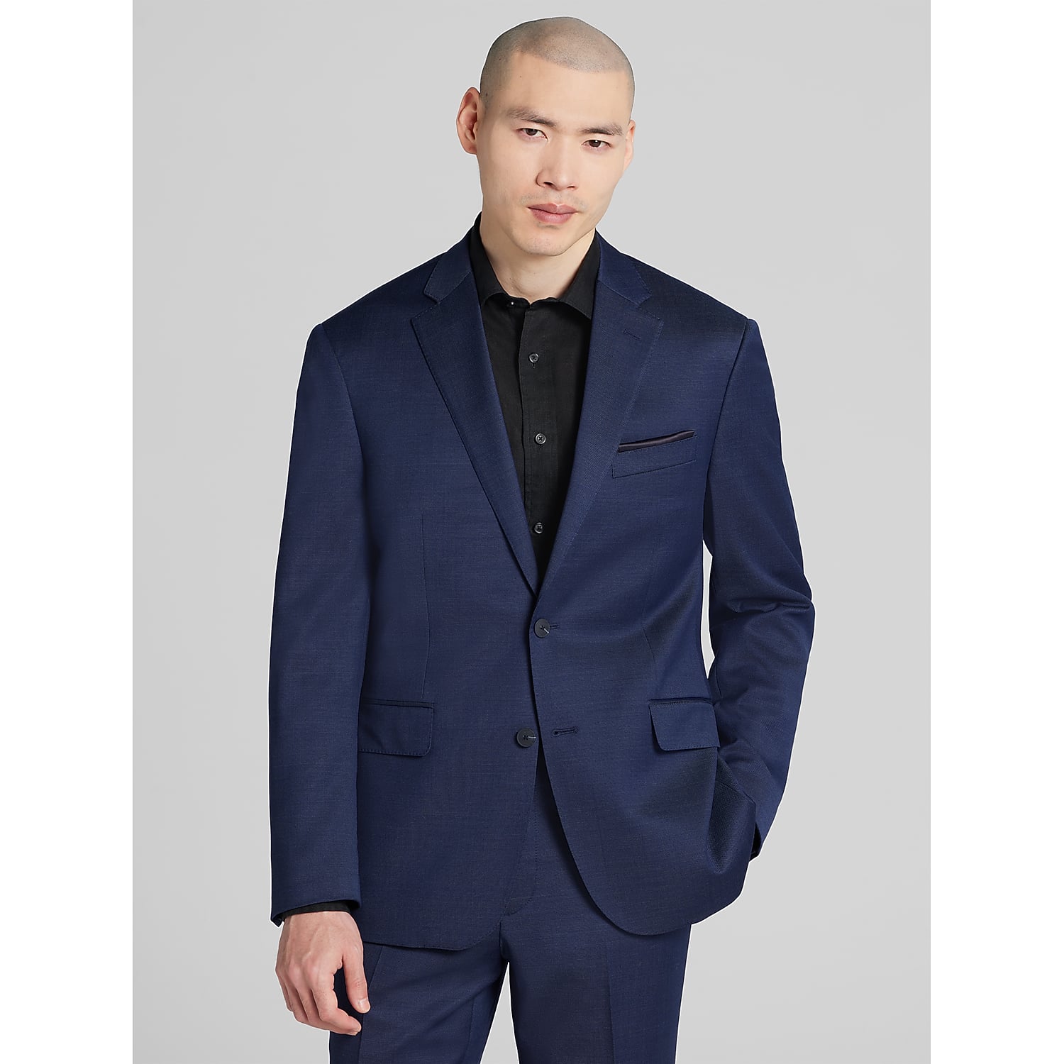 Awearness Kenneth Cole Modern Fit Men’s Suit Jacket in Navy Tic Blue – Wool-Blend Office Blazer, Size 38 Short