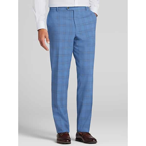 Joseph Abboud Classic Fit Plaid Men's Suit Pants Sky Blue Plaid - Size: 42W x 29L