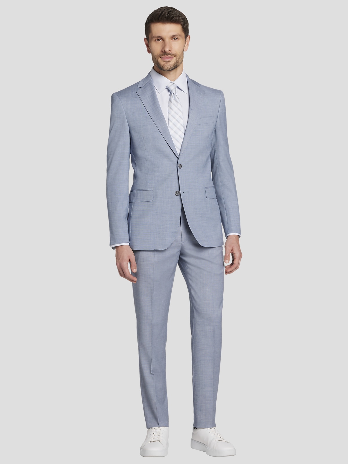 JOE Joseph Abboud Slim Fit Wool Blend Sharkskin Suit, Lt Blue