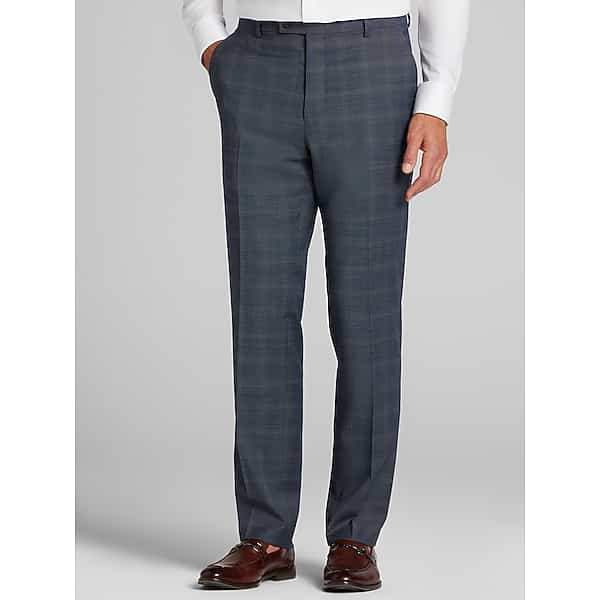 Awearness Kenneth Cole CHILLFLEX Modern Fit Plaid Men's Suit Pants Indigo Plaid - Size: 40W x 32L