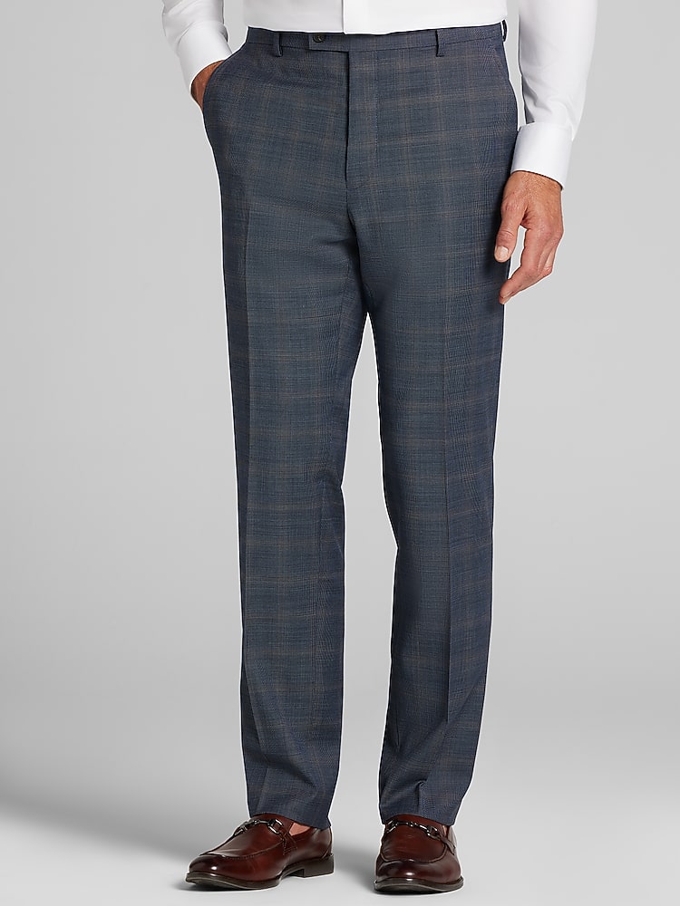 CHILLFLEX Modern Fit Plaid Suit Pants | Indigo Plaid - Size: 34 34