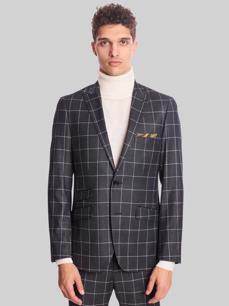 Slim Fit Windowpane Plaid Suit