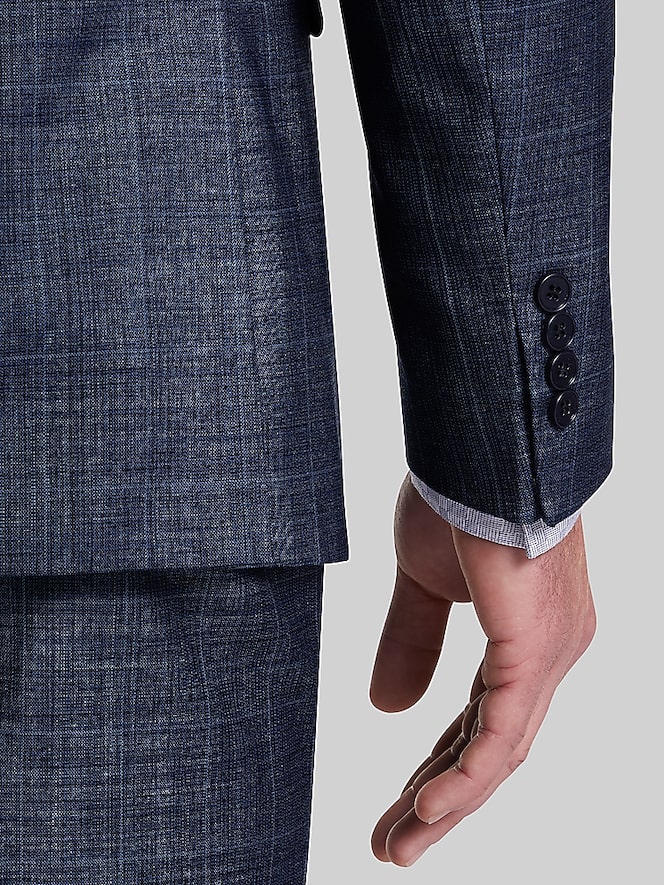 Calvin Klein Slim Fit Wool Blend Windowpane Suit