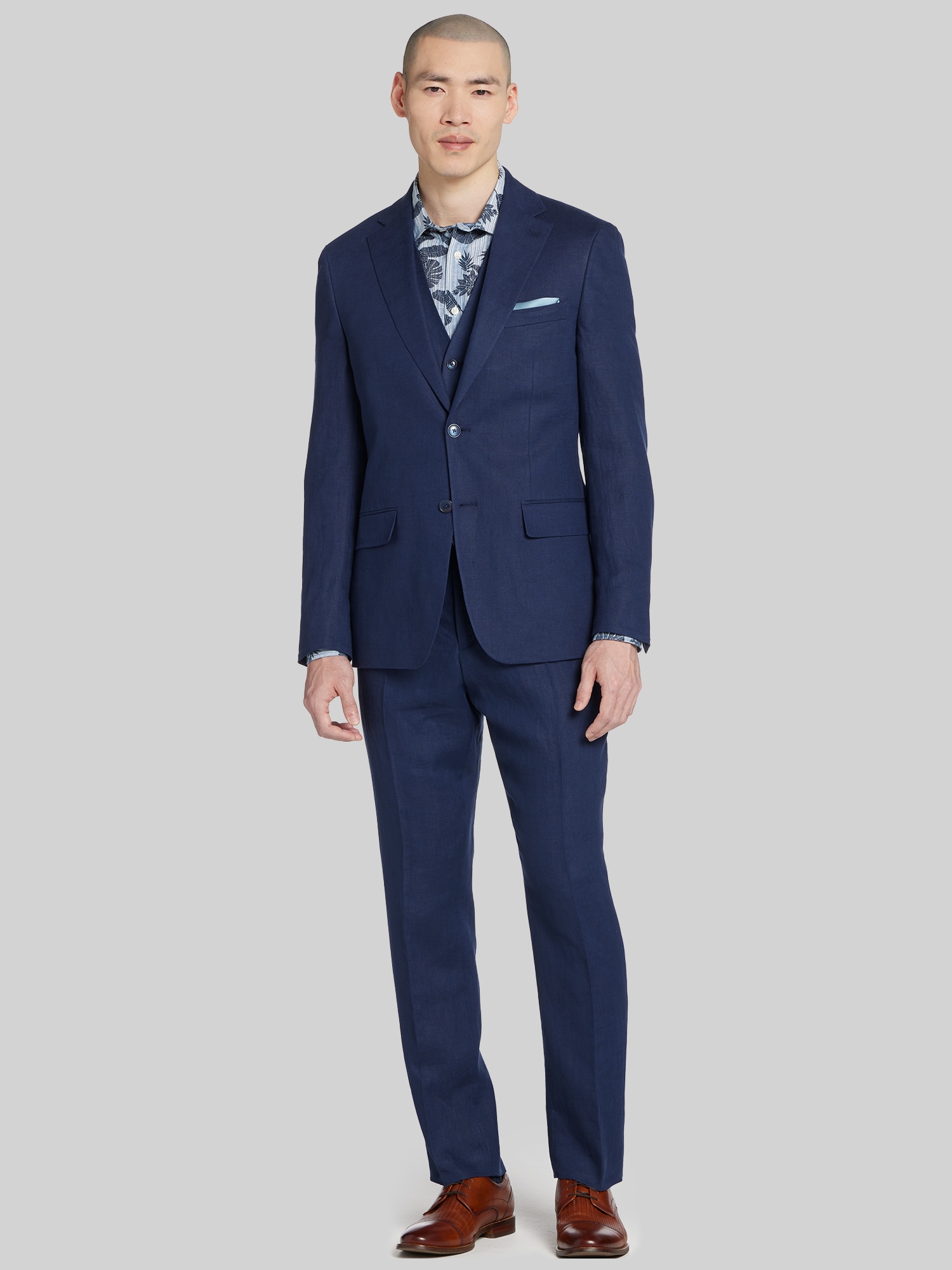 Dress Pants Men's Wearhouse Tommy Hilfiger Blue Suit Tommy Hilfiger  Modern Fit Linen Suit, Navy Solid Blue Piece