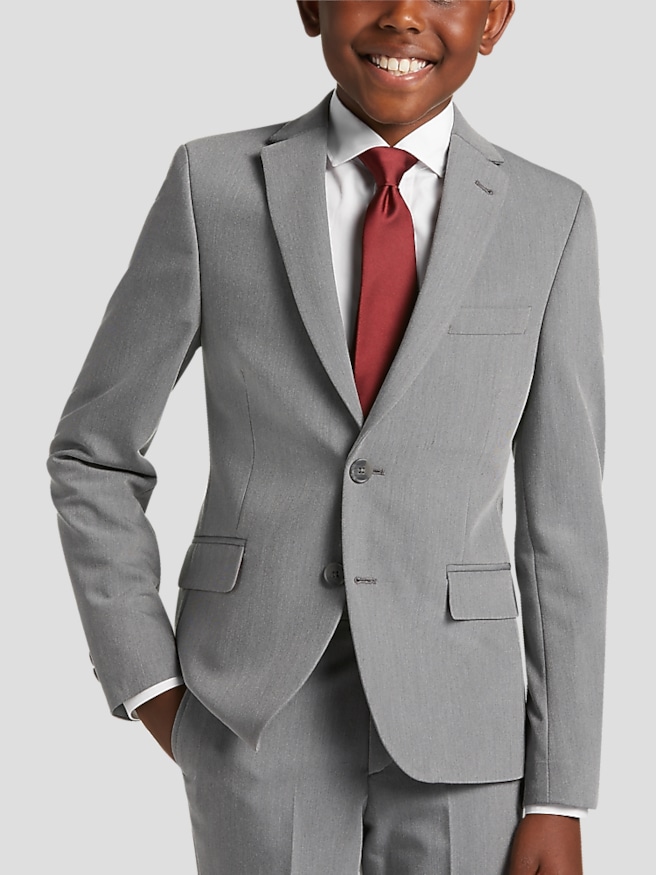 Joseph Abboud Boys Slim Fit Notch Lapel Men's Suit , Med Gray