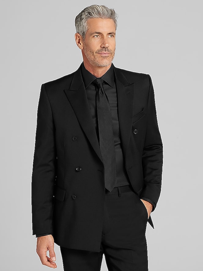 Pronto Uomo Platinum Modern Fit Premium Wool Blend Double Breasted Suit Jacket