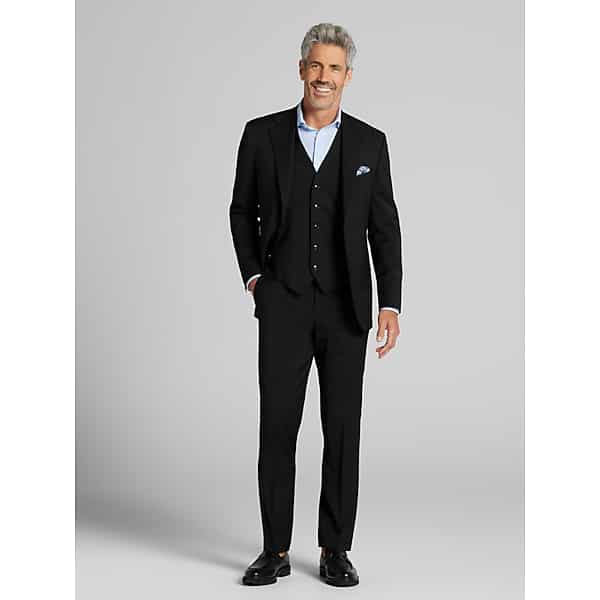 Joseph Abboud American Bespoke Modern Fit Wool Full Lined Men's Suit Black Solid - Size: 32,33,34,36,38,40,40 Regular,40 Short,42,42 Regular,42