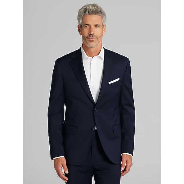 Joseph Abboud American Bespoke Modern Fit Wool Half Lined Men's Suit Navy Solid - Size: 32,33,34,36,38,40,40 Regular,40 Short,42,42 Long,42