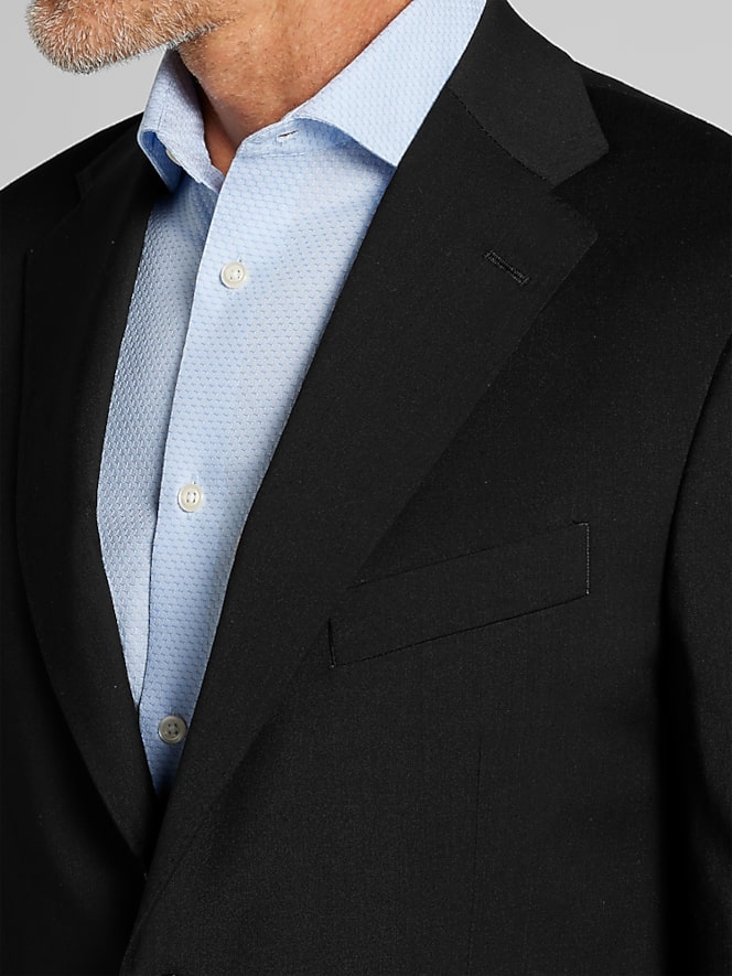 Joseph Abboud American Bespoke Modern Fit Wool Full Lined Suit Jacket, Black Solid - Image 2 of 7