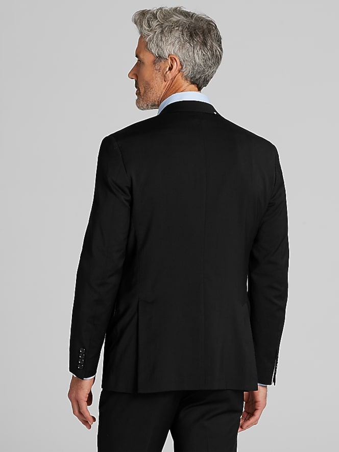 Joseph Abboud American Bespoke Modern Fit Wool Full Lined Suit Jacket, Black Solid - Image 3 of 7
