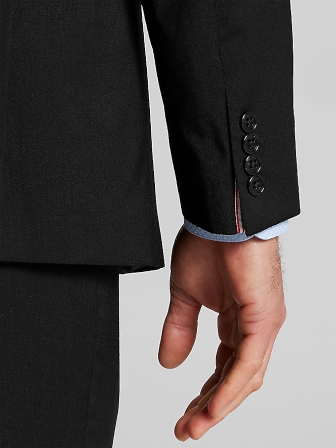 Joseph Abboud American Bespoke Modern Fit Wool Full Lined Suit Jacket, Black Solid - Image 4 of 7