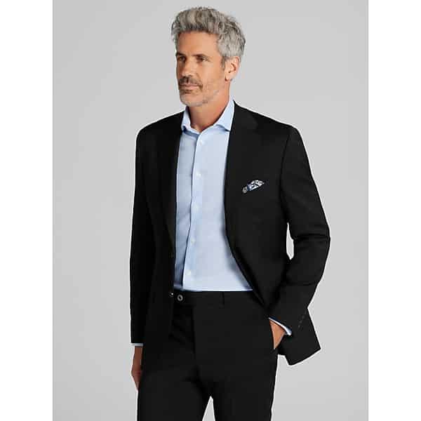 Joseph Abboud American Bespoke Modern Fit Wool Full Lined Men's Suit Jacket Black Solid - Size: 46 Short
