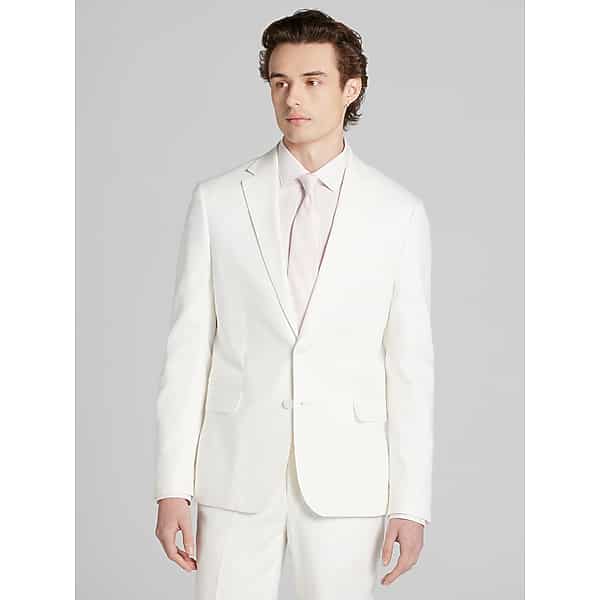JOE Joseph Abboud Slim Fit Linen Blend Men's Suit Jacket White - Size: 40 Regular