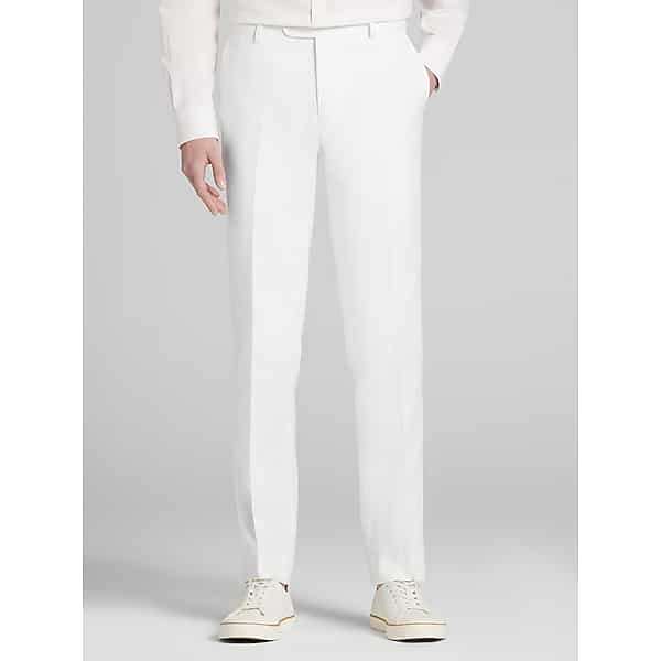 JOE Joseph Abboud Slim Fit Linen Blend Men's Suit Pants White - Size: 38W x 30L