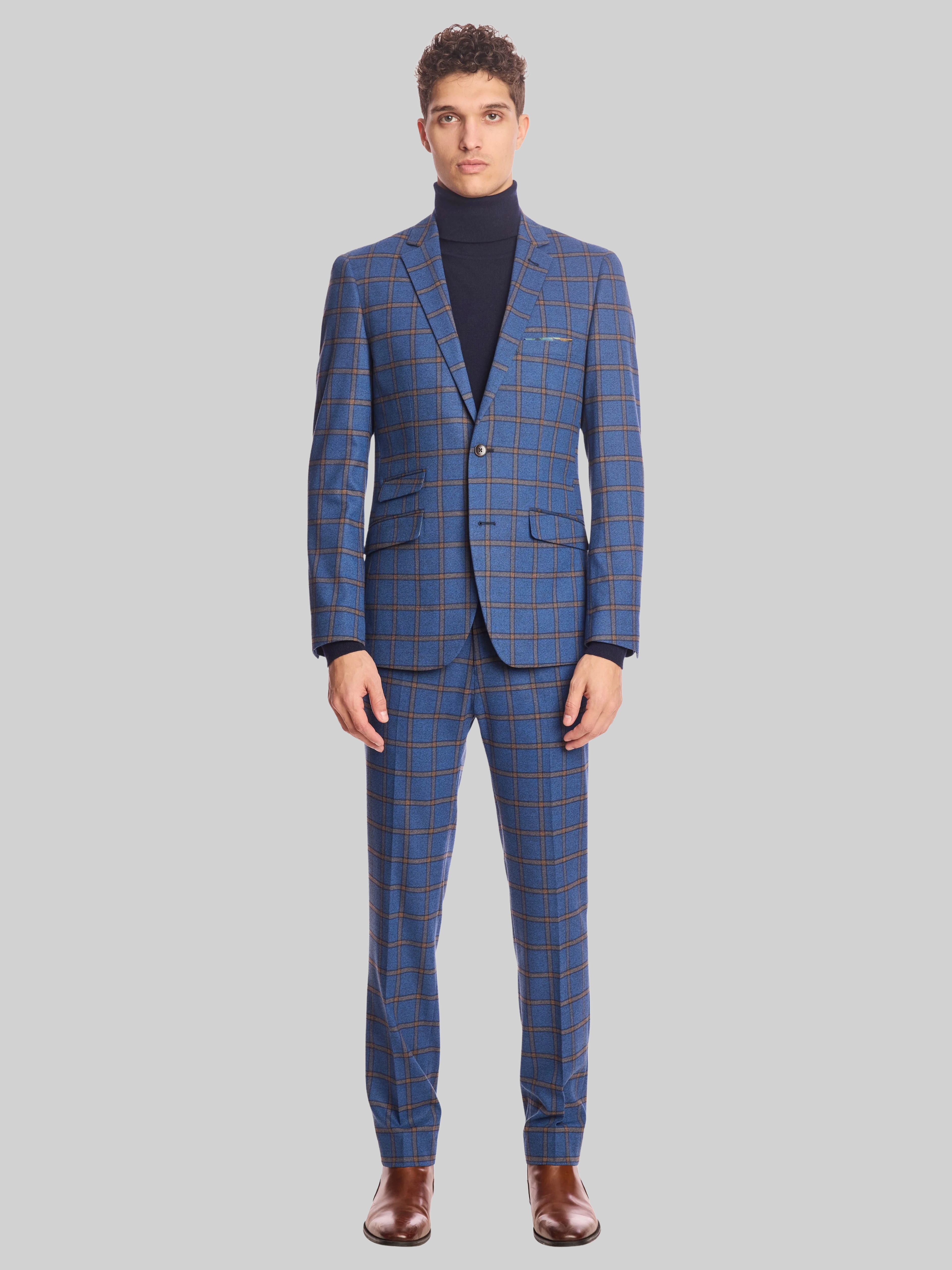 Slim Fit Windowpane Plaid Suit