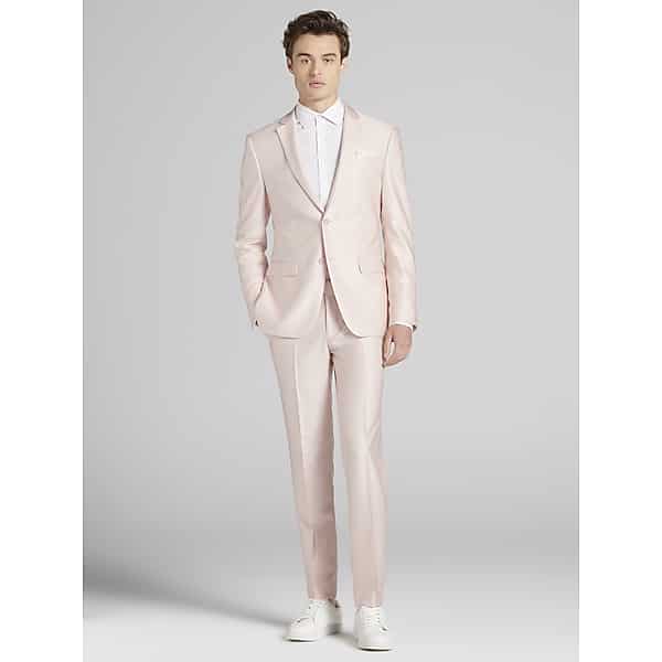 Egara Skinny Fit Shiny Men's Suit Blush Shiny - Size: 36 Long,36W x 30L,36W x 32L,37 Long,37 Regular,37 Short,38 Long,38W x 30L,38W x 32L,39 Long,39W x 30L