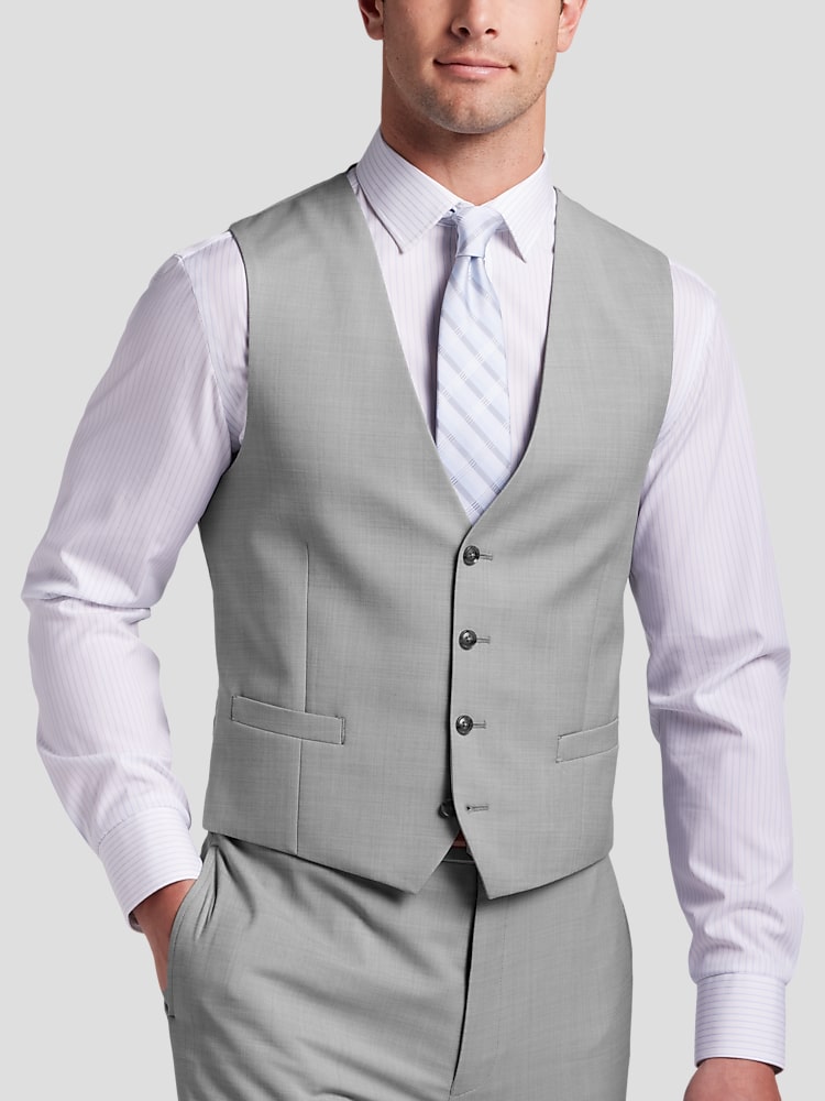light grey dress vest The Black Tux Light Suit Vest In Grey | Size: XL