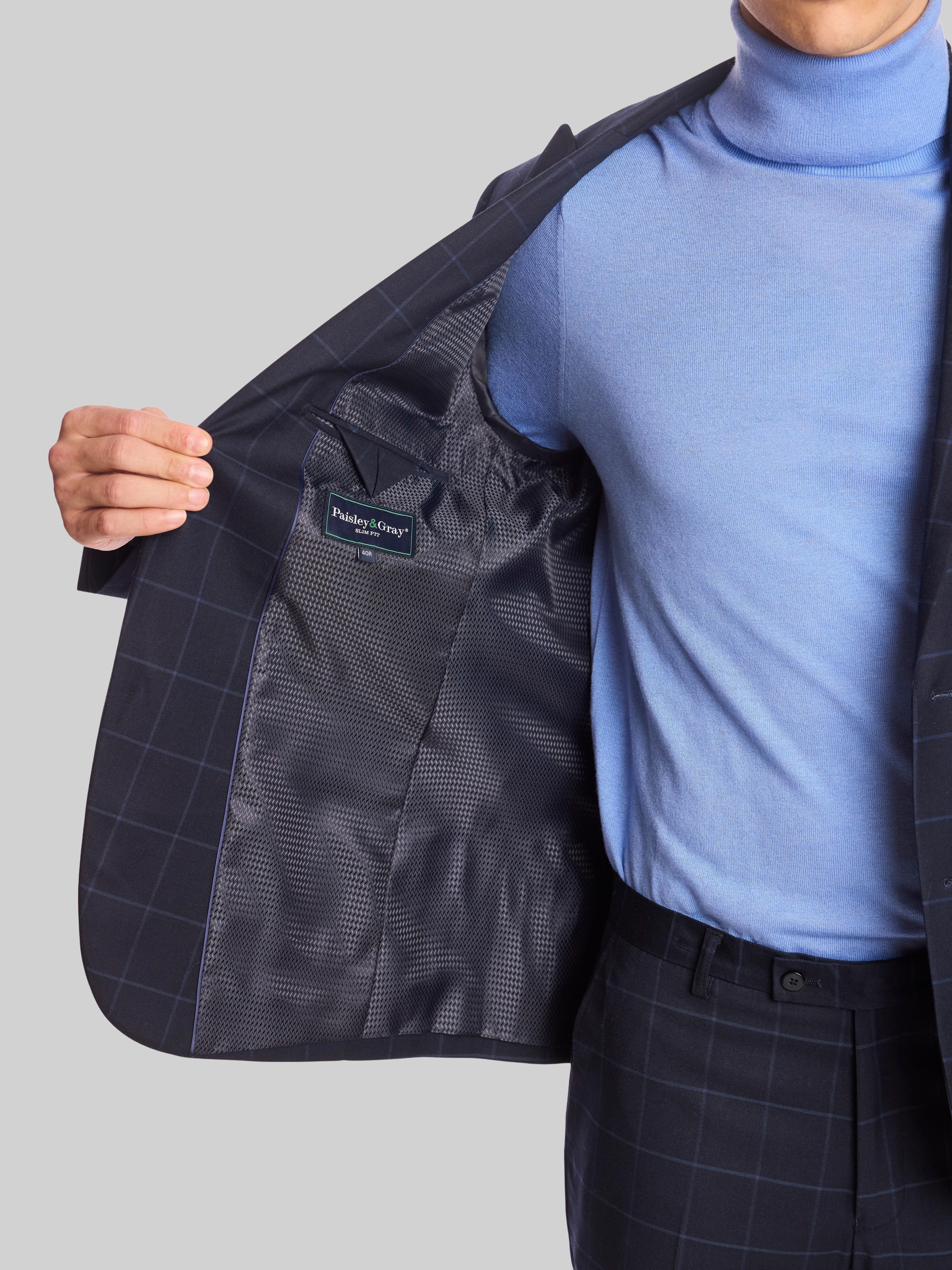 Slim Fit Windowpane Plaid Suit