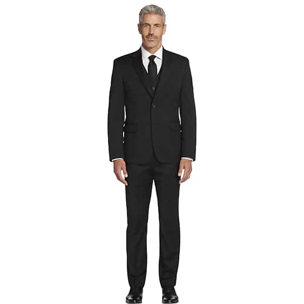 Pronto Uomo Platinum Big & Tall Men's Executive Fit Wool Blend Suit Black - Size: 44 Regular,44 Short,44W x 30L,44W x 32L,44W x 34L,46 Long,46
