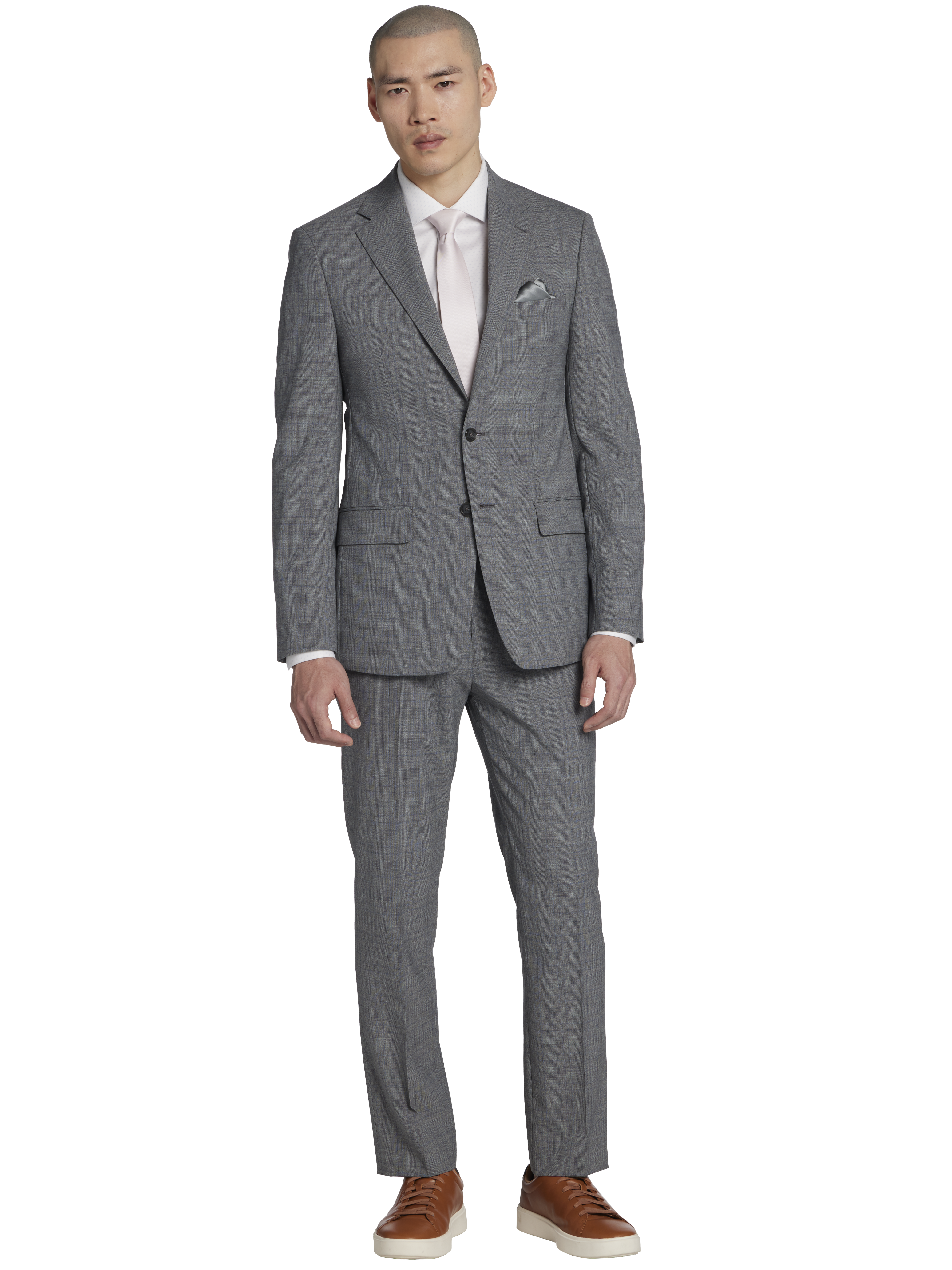 Slim Fit Wool Blend Plaid Suit