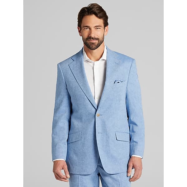Joseph & Feiss Men's Modern Fit Linen Blend Suit Blue - Size: 42 Short