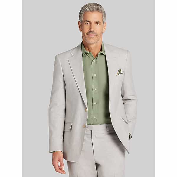Joseph & Feiss Men's Modern Fit Linen Blend Suit Grey - Size: 40 Regular